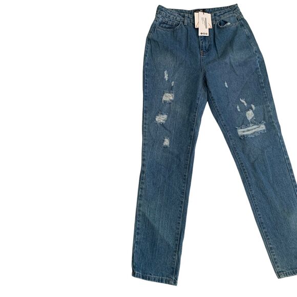 Boohoo Women's Size 4 Tall Distressed Mom Denim Jean Brand New - Picture 8 of 16